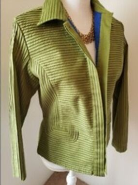 Chico's Olive Green Ribbed Blazer Jacket